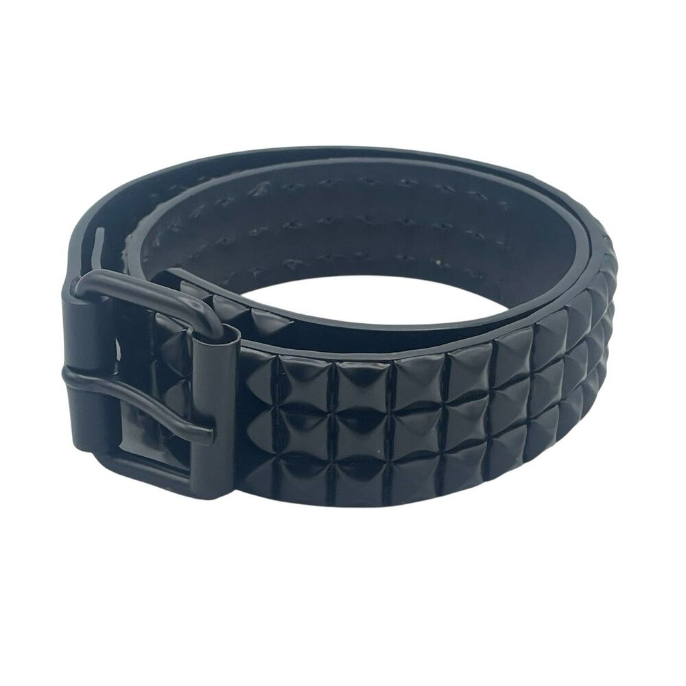 Black Studded Belt Men’s Small 28-30” Bonded Leather Emo Rock Skater